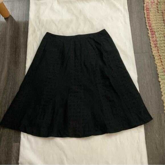 Nine West Black Embroidered Panel A-Line Skirt 10 Feminine Casual Boho Cottage - Picture 4 of 8